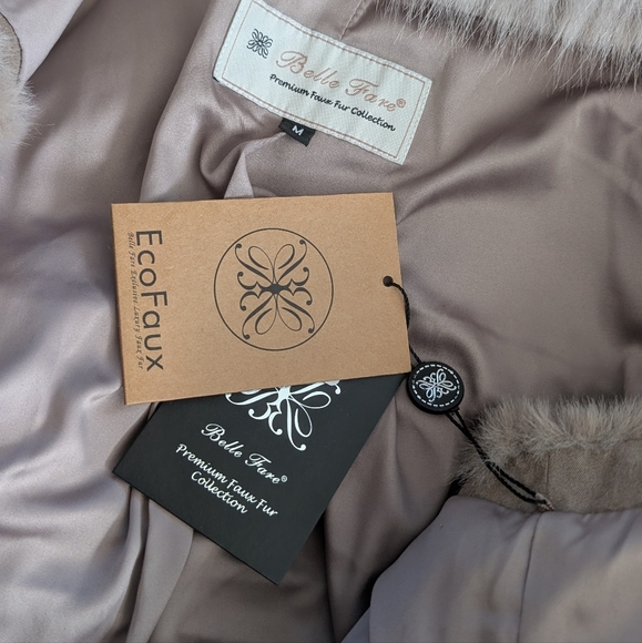 Belle Fare Premium Fur Collection Faux Fur Longline Hooded Vest Medium Nwt ❤️ - Picture 8 of 9